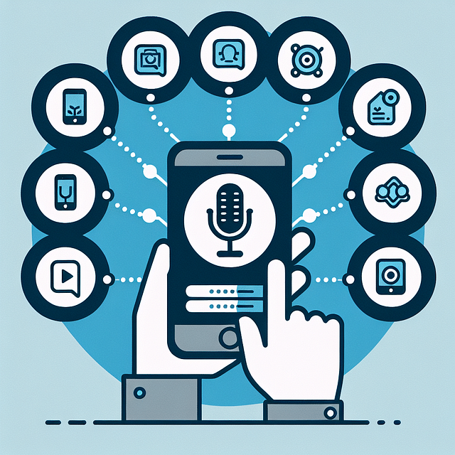 voice recognition app showing integration options with other mobile applications