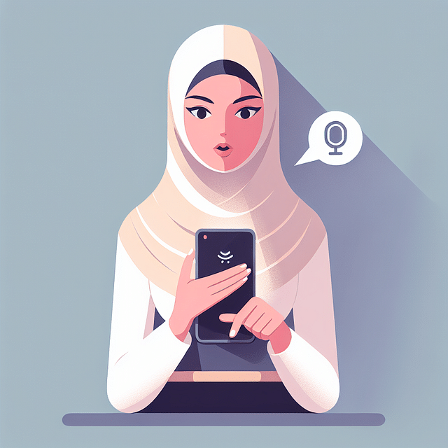 person speaking voice commands to their mobile device