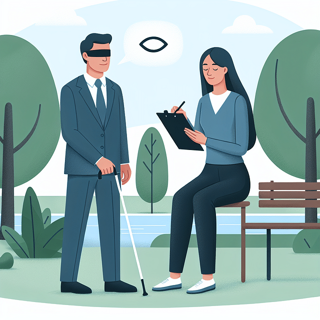 visually impaired guest providing feedback