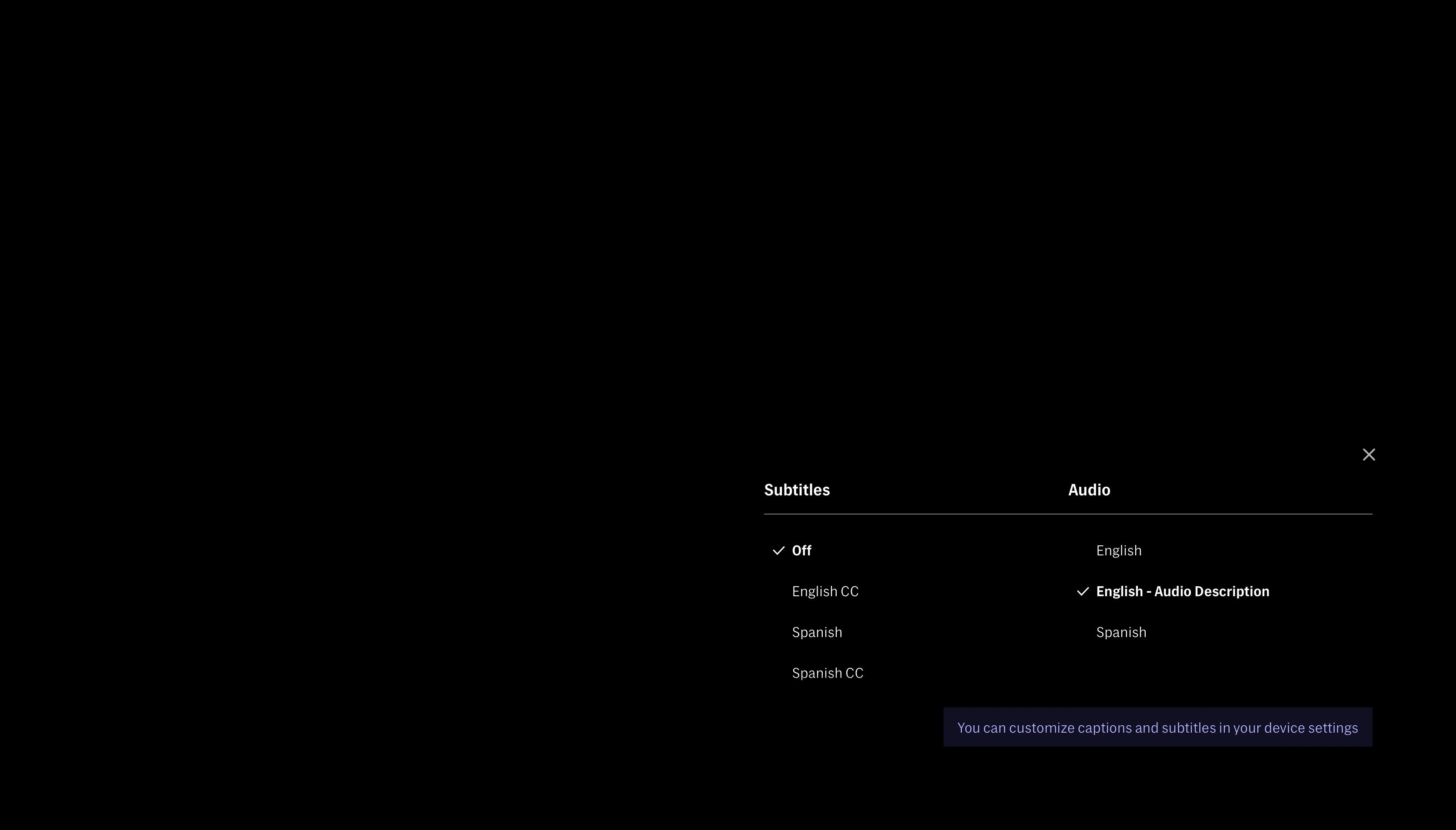 HBO Max audio description