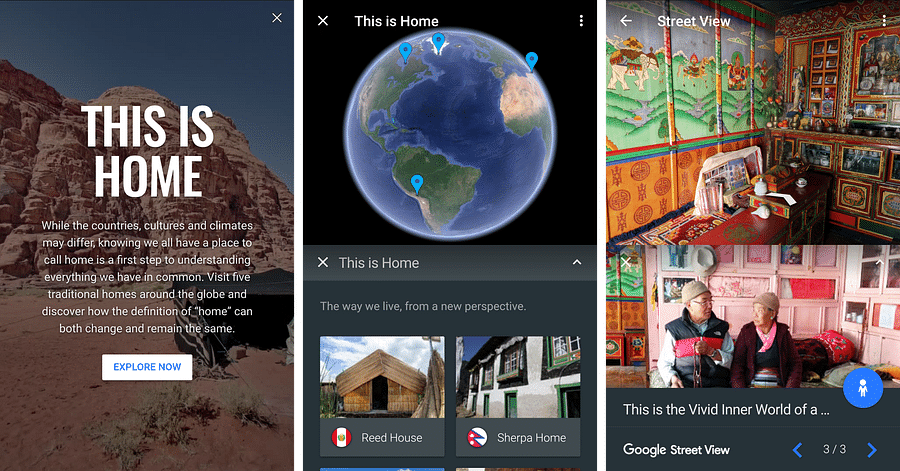 Screenshots showcasing the features of the Access Earth app