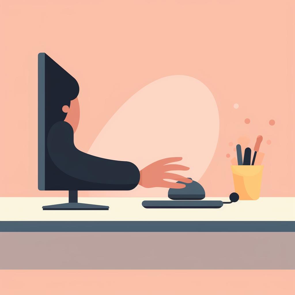 Person with limited mobility placing an ergonomic mouse on a desk