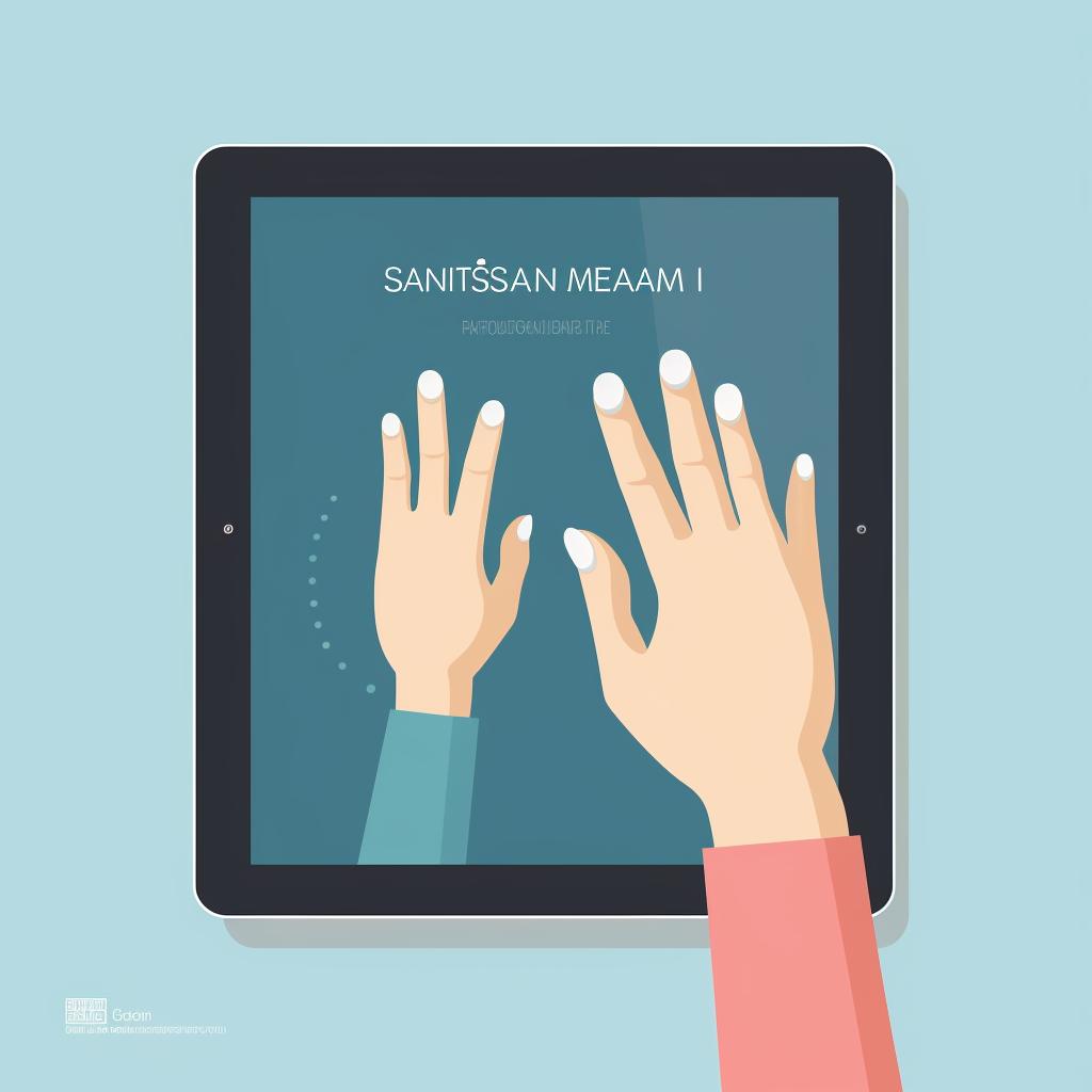 Hands installing sign language translation software on a tablet